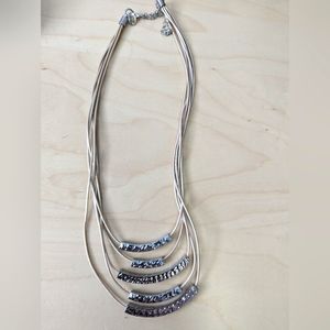 Multi strand lia Sophia necklace with silver hammered bars